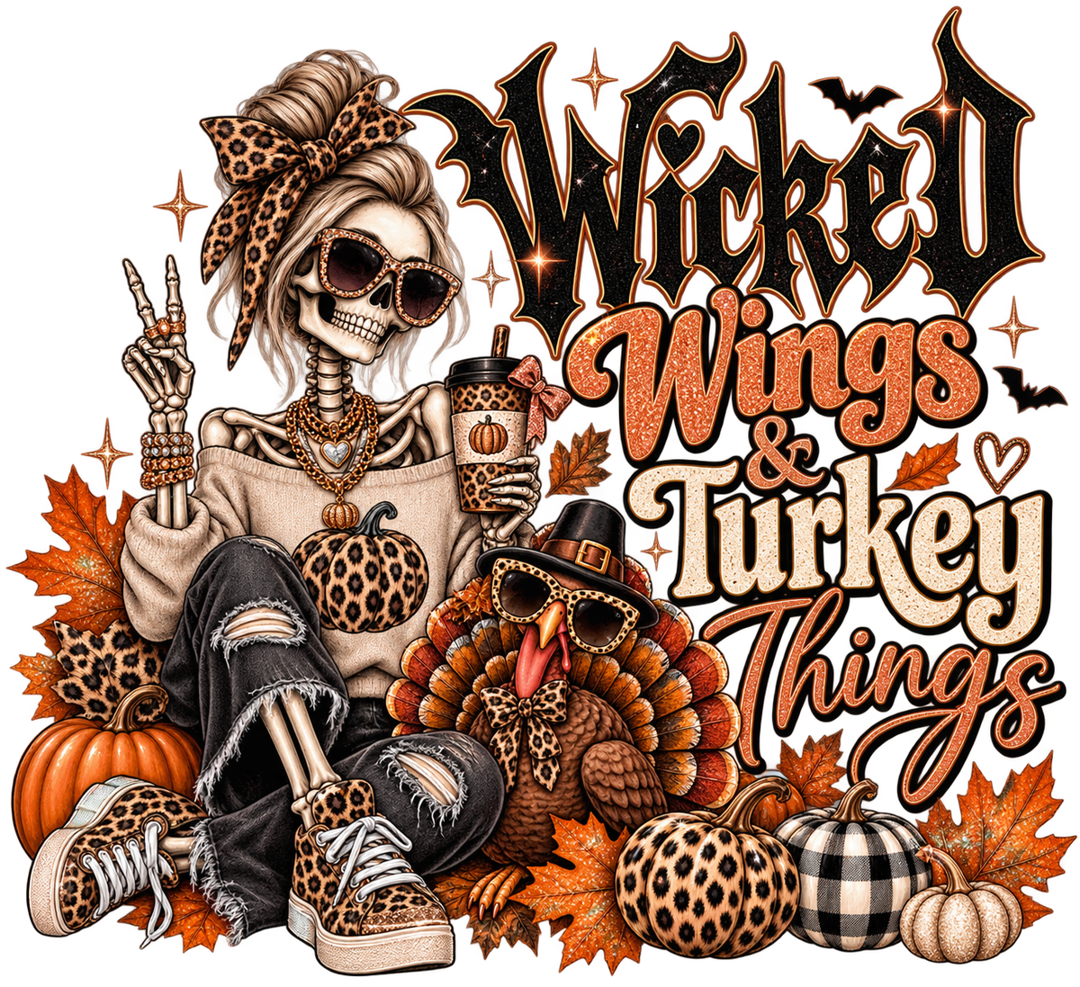 Wicked Wings & Turkey Things Tee 🦃🖤